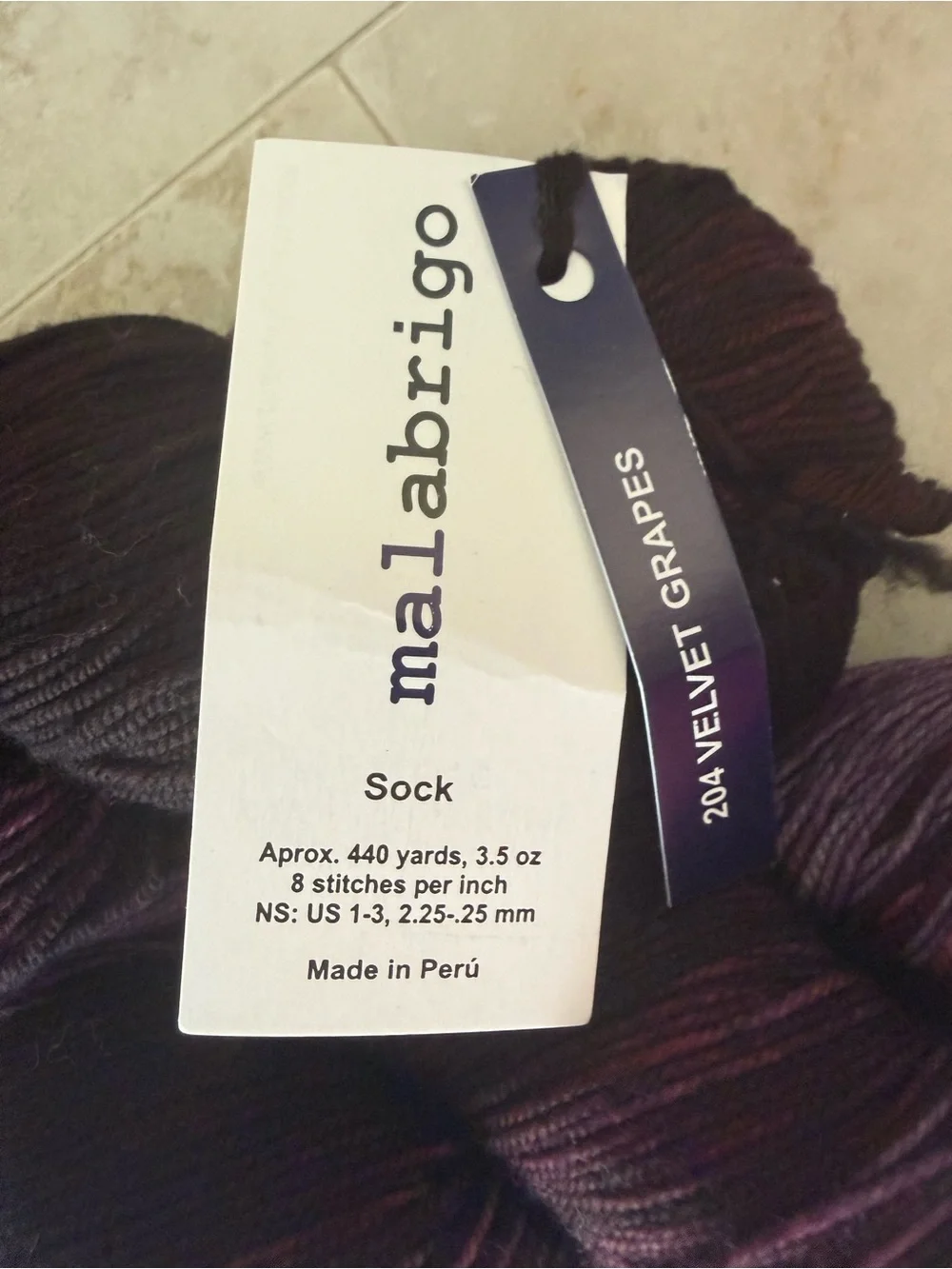 Malabrigo Velvet Grapes Sock Yarn - Deep Purple Blend